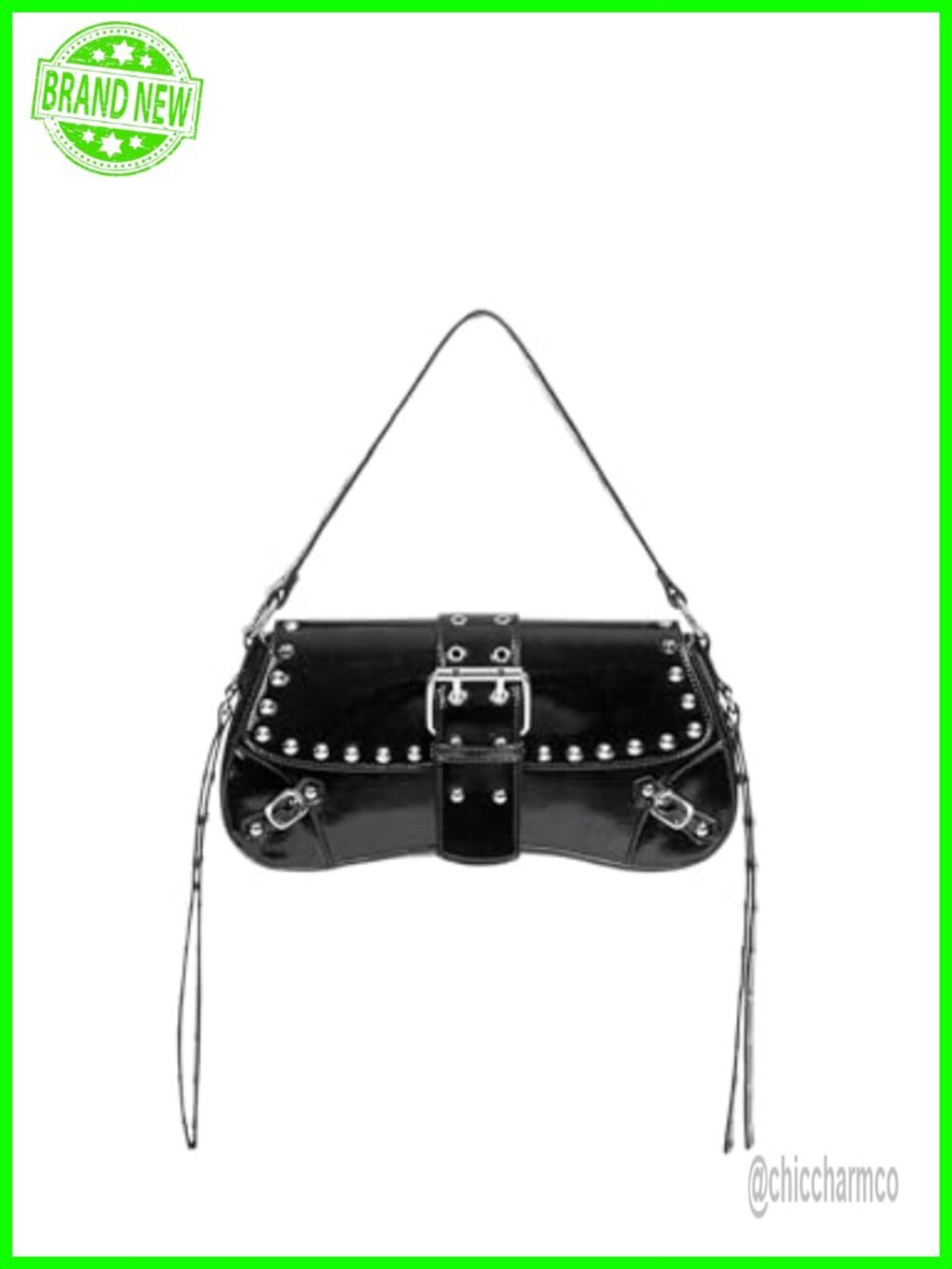 Faux Leather Mini Shoulder Bag Studded Goth Punk Purse